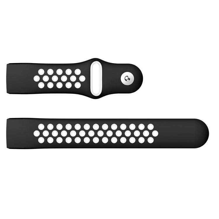 Two-color Round Hole Silicone Watch Band for Fitbit Charge 3, Watch Band Size:130-195mm(White)
