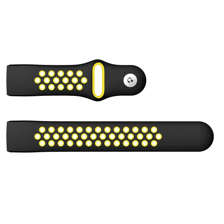 Two-color Round Hole Silicone Watch Band for Fitbit Charge 3, Watch Band Size:130-195mm(Yellow)