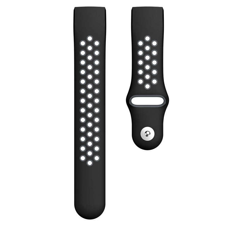 Two-color Round Hole Silicone Watch Band for Fitbit Charge 3, Watch Band Size:145-210mm(Grey)