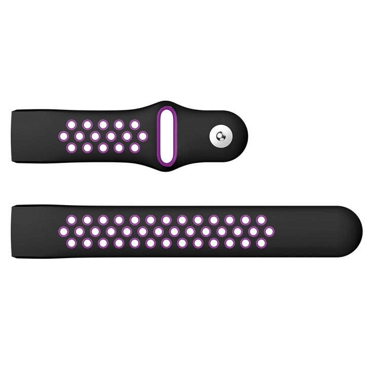 Two-color Round Hole Silicone Watch Band for Fitbit Charge 3, Watch Band Size:145-210mm(Purple)