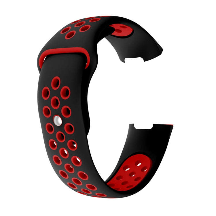 Two-color Round Hole Silicone Watch Band for Fitbit Charge 3, Watch Band Size:145-210mm(Red)
