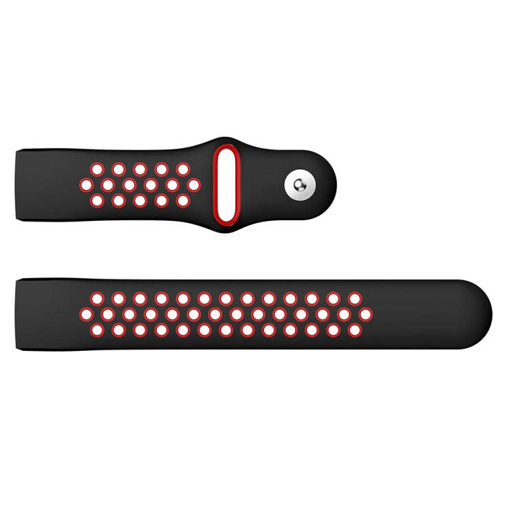 Two-color Round Hole Silicone Watch Band for Fitbit Charge 3, Watch Band Size:145-210mm(Red)