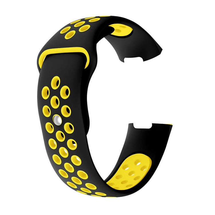 Two-color Round Hole Silicone Watch Band for Fitbit Charge 3, Watch Band Size:145-210mm(Yellow)
