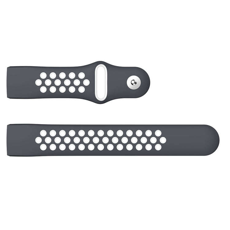 Two-color Round Hole Silicone Watch Band for Fitbit Charge 3, Watch Band Size:145-210mm(Grey White)