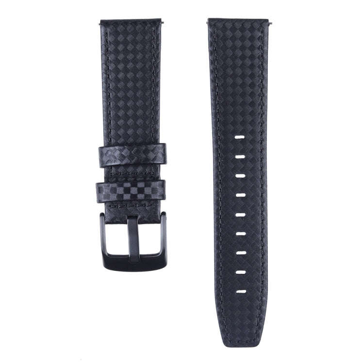 Carbon Fiber Texture Top-grain Leather Watch Band for Samsung Gear S3 22mm(Black)