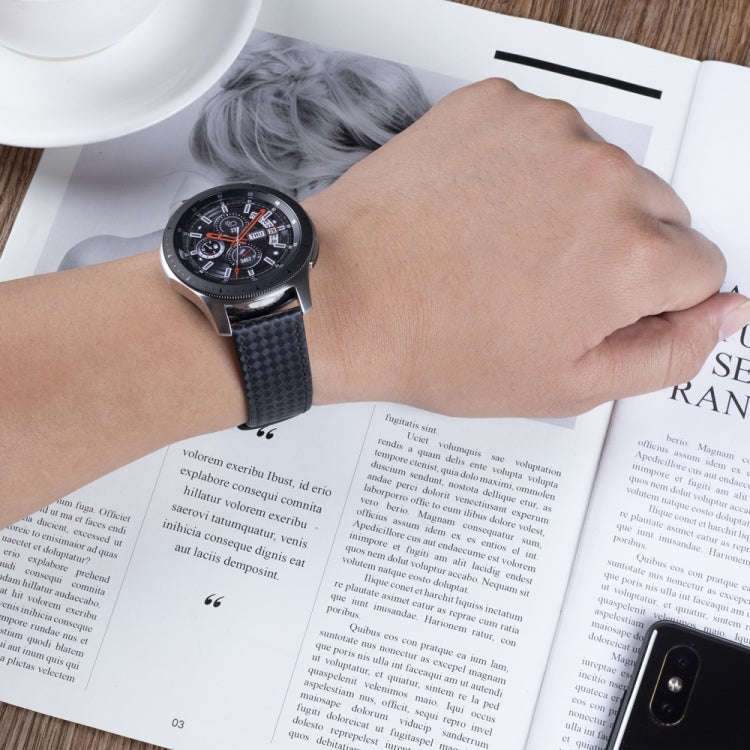 Carbon Fiber Texture Top-grain Leather Watch Band for Samsung Gear S3 22mm(Black)