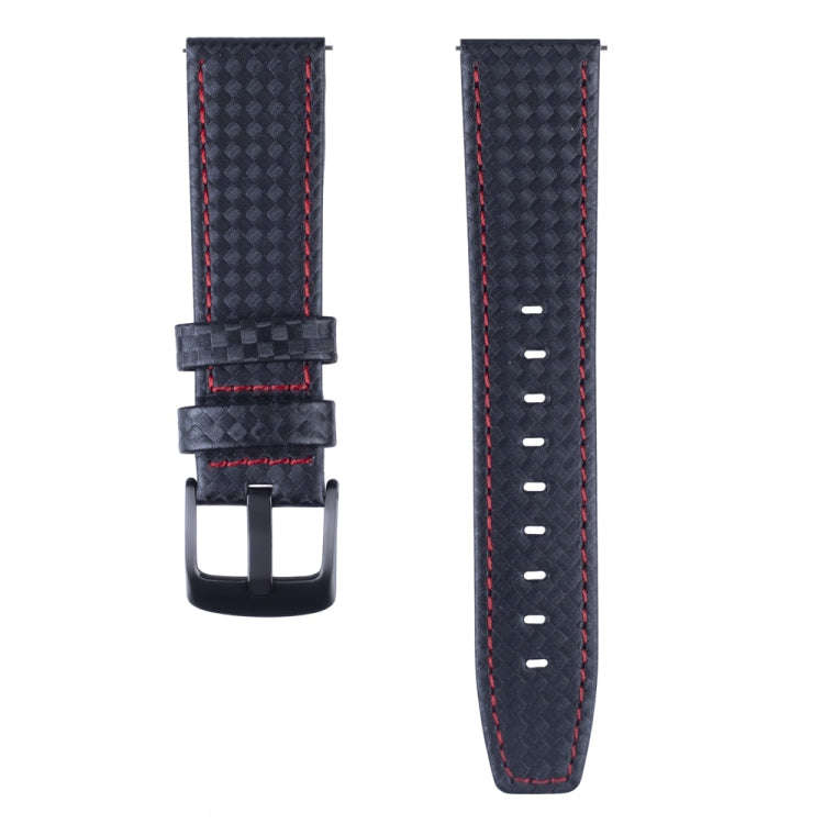 Carbon Fiber Texture Top-grain Leather Watch Band for Samsung Gear S3 22mm(Red)