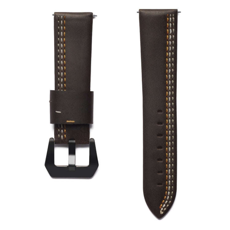Three Lines Pattern Top-grain Leather Watch Band for Samsung Gear S3 22mm(Coffee)