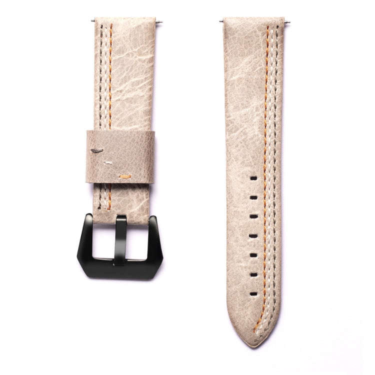 Three Lines Pattern Top-grain Leather Watch Band for Samsung Gear S3 22mm(Khaki)