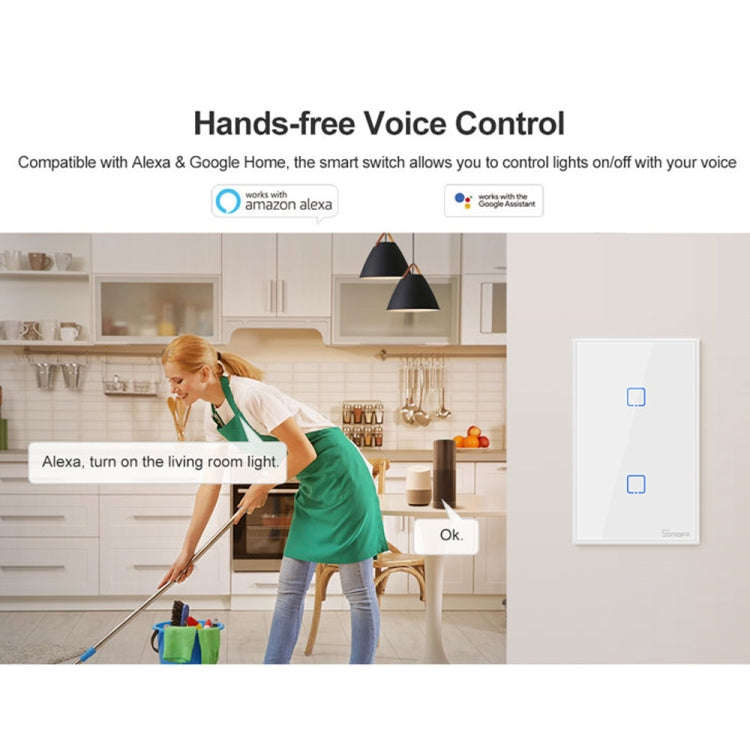 Sonoff T2 Touch 120mm Tempered Glass Panel Wall Switch Smart Home Light Touch Switch, Compatible ...