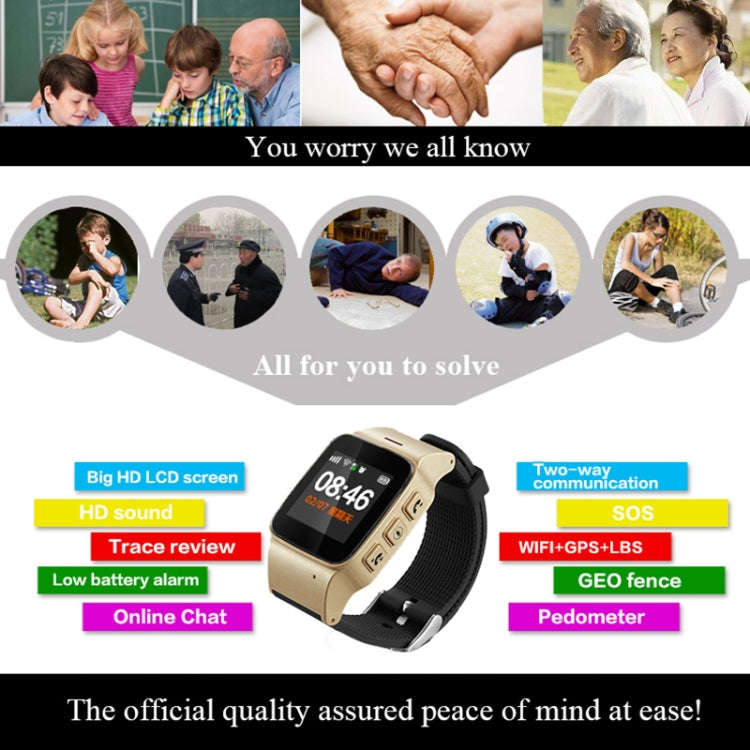D99+ 1.22 inch HD LCD Screen GPS Smartwatch for the Elder Waterproof, Support GPS + LBS + WiFi Po...