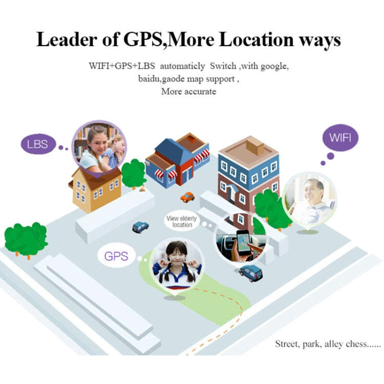 D99+ 1.22 inch HD LCD Screen GPS Smartwatch for the Elder Waterproof, Support GPS + LBS + WiFi Po...