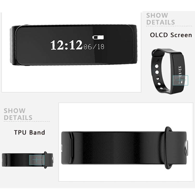 TLW05 0.86 inch OLED Display Bluetooth Smart Bracelet, IP66 Waterproof Support Pedometer / Calls ...