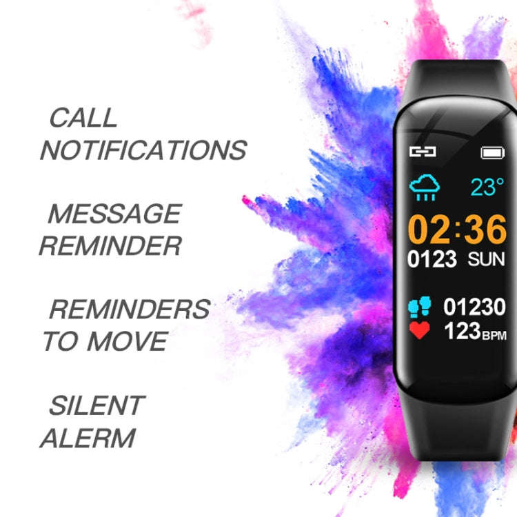 C1S 0.96 inches IPS Color Screen Smart Bracelet IP67 Waterproof, Support Call Reminder /Heart Rat...