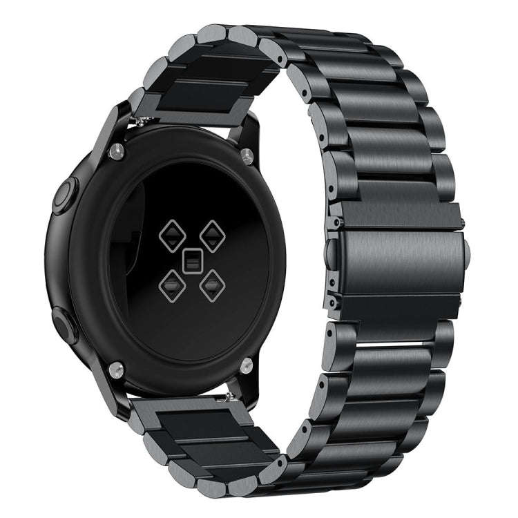 3-Beads Slingshot Buckle Solid Stainless Steel Watch Band for Galaxy Watch Active 20mm(Black)