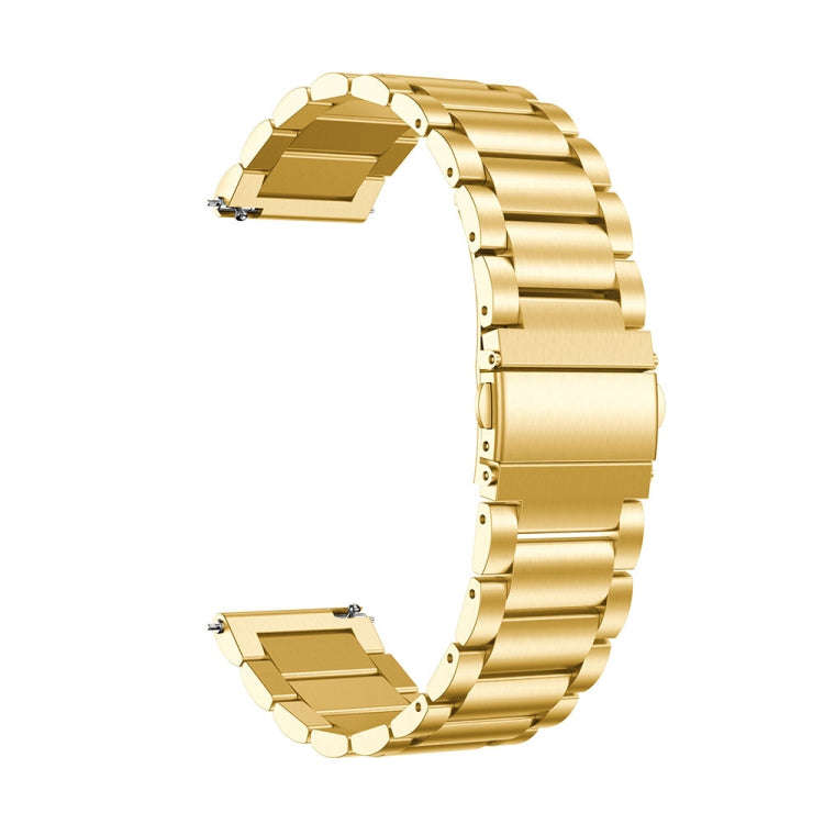 3-Beads Slingshot Buckle Solid Stainless Steel Watch Band for Galaxy Watch Active 20mm (Gold)