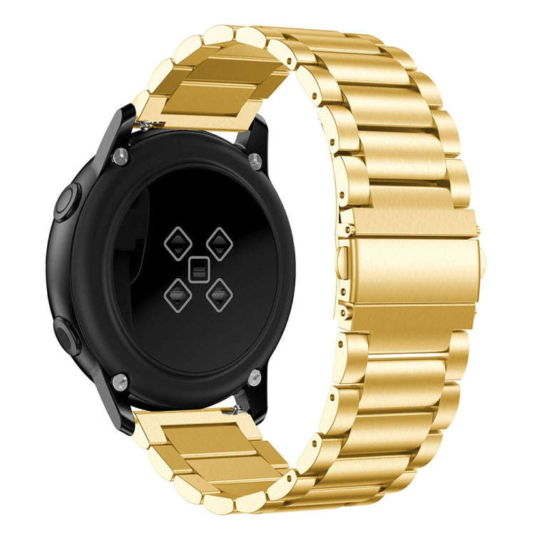 3-Beads Slingshot Buckle Solid Stainless Steel Watch Band for Galaxy Watch Active 20mm (Gold)