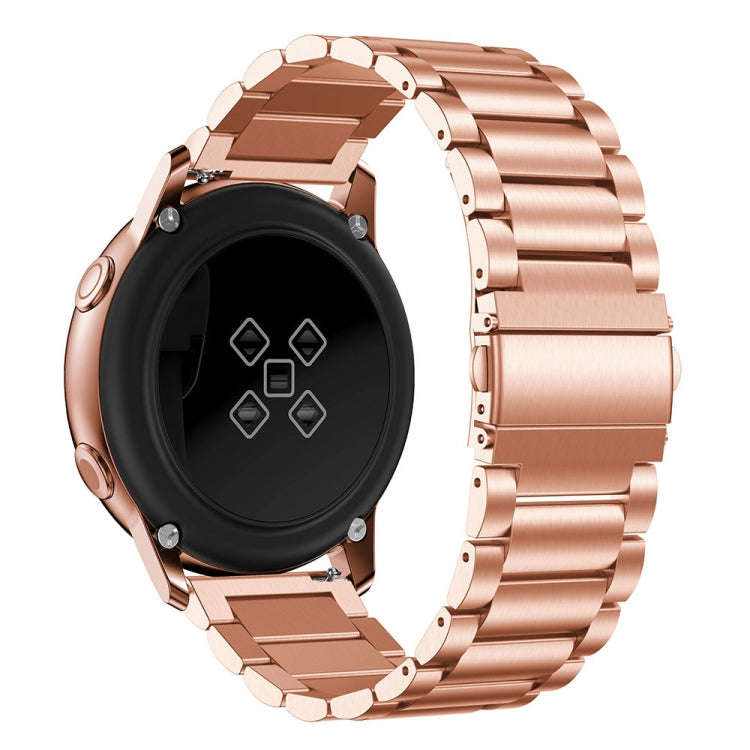 3-Beads Slingshot Buckle Solid Stainless Steel Watch Band for Galaxy Watch Active 20mm (Rose Gold)