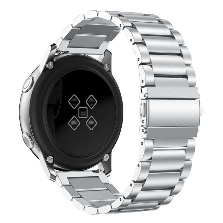 3-Beads Slingshot Buckle Solid Stainless Steel Watch Band for Galaxy Watch Active 20mm (Silver)