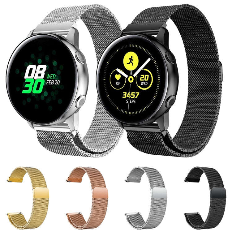 Milanis Magnetic Stainless Steel Mesh Wrist Strap WatchBand for Galaxy Watch Active 20mm(Black)