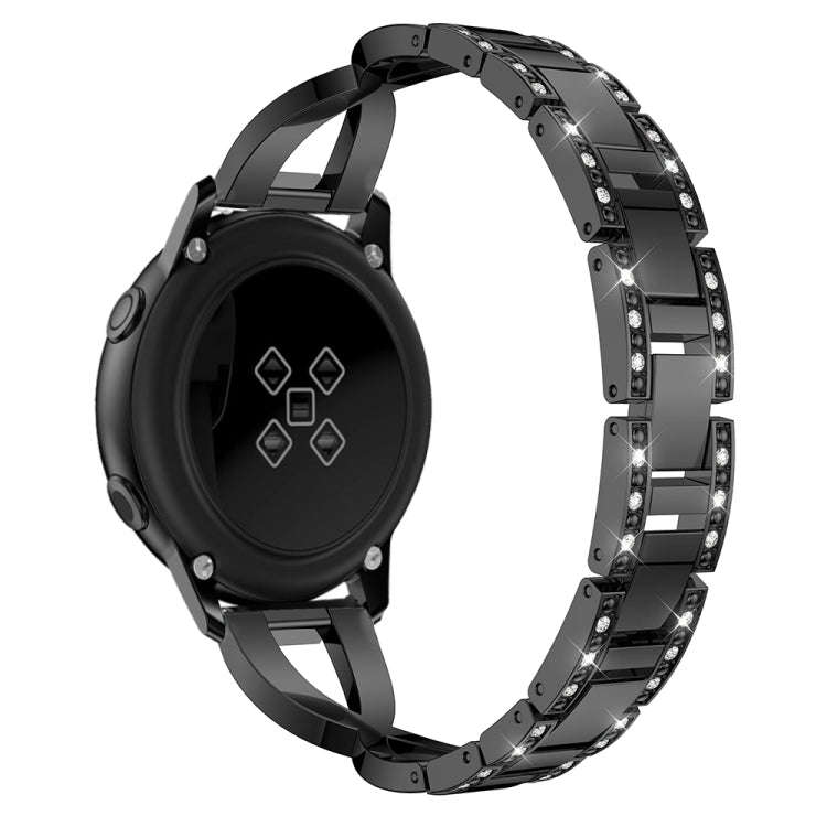 X-shaped Diamond Stainless Steel Wrist Strap WatchBand for Galaxy Watch Active 20mm(Black)