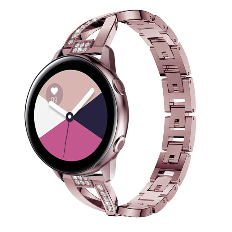 X-shaped Diamond Stainless Steel Wrist Strap WatchBand for Galaxy Watch Active 20mm(Pink)