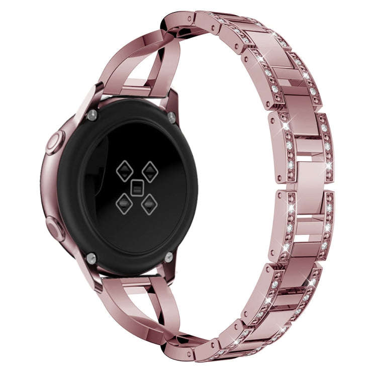 X-shaped Diamond Stainless Steel Wrist Strap WatchBand for Galaxy Watch Active 20mm(Pink)