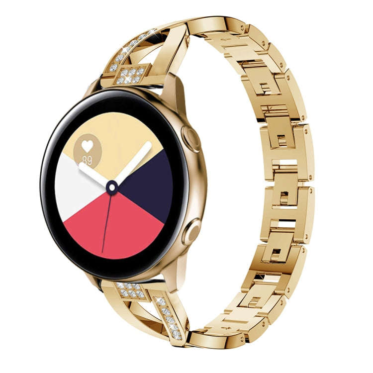 X-shaped Diamond Stainless Steel Wrist Strap WatchBand for Galaxy Watch Active 20mm(Gold)