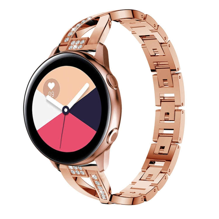 X-shaped Diamond Stainless Steel Wrist Strap WatchBand for Galaxy Watch Active 20mm(Rose Gold)
