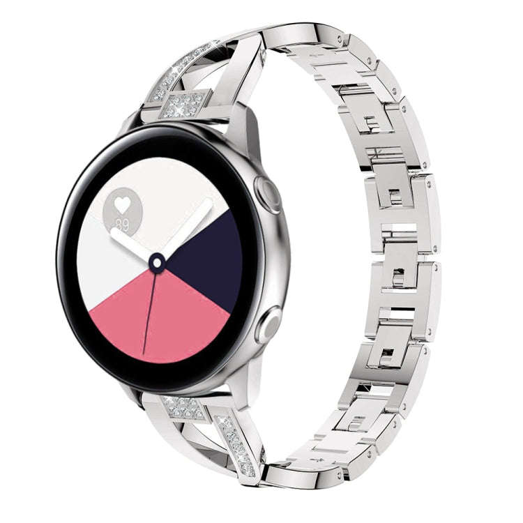 X-shaped Diamond Stainless Steel Wrist Strap WatchBand for Galaxy Watch Active 20mm(Silver)