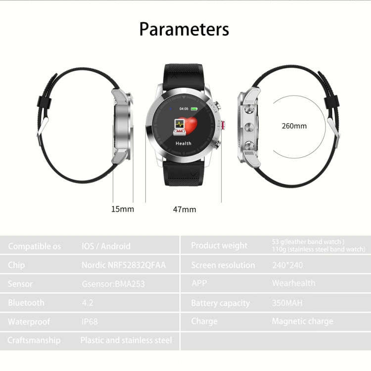 DTNO.1 S10 1.3 inches TFT Color Screen Smart Bracelet IP68 Waterproof, Silicone Watchband, Suppor...