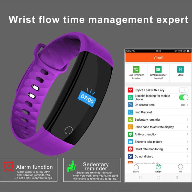 QS01 0.96 inches TFT Color Screen Smart Bracelet IP67 Waterproof, Support Call Reminder /Heart Ra...