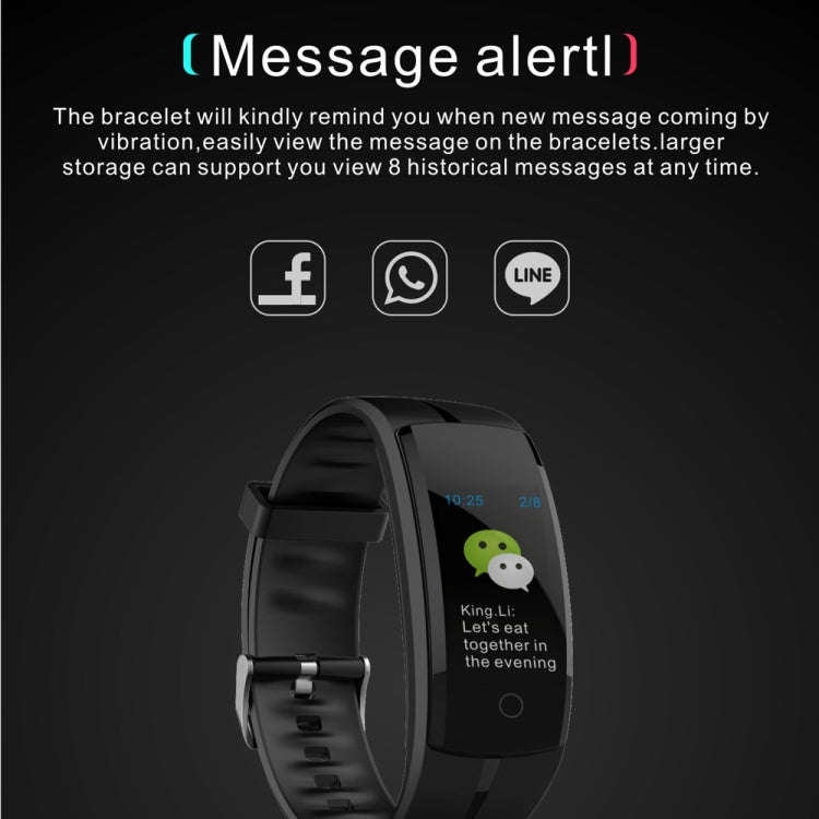 QS100 0.96 inches TFT Color Screen Smart Bracelet IP67 Waterproof, Support Call Reminder /Heart R...