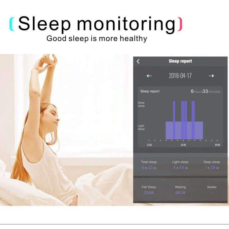 QS100 0.96 inches TFT Color Screen Smart Bracelet IP67 Waterproof, Support Call Reminder /Heart R...