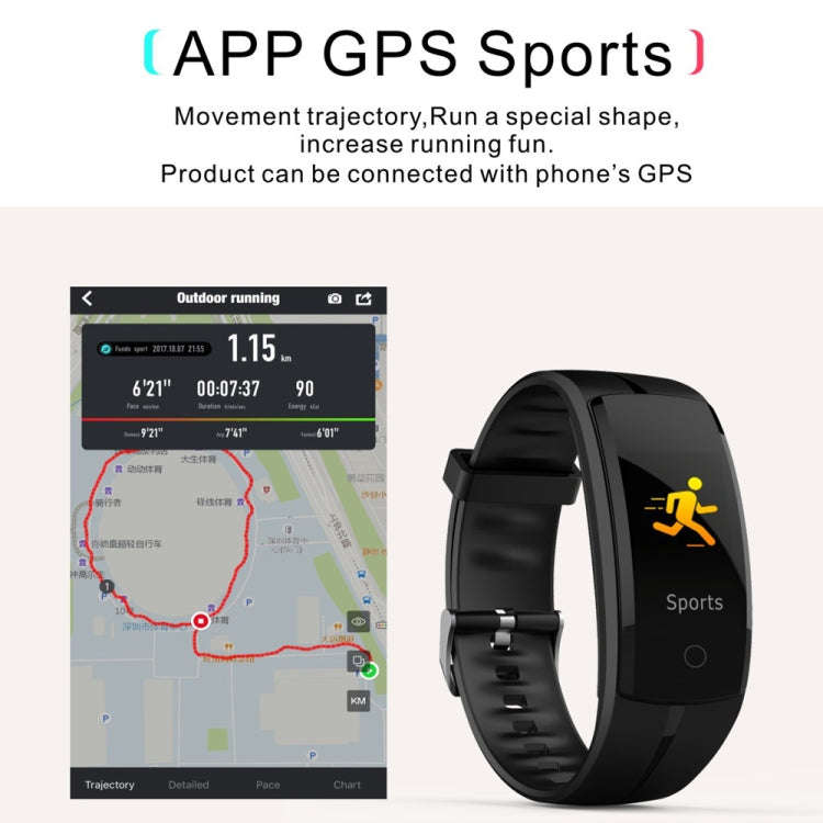 QS100 0.96 inches TFT Color Screen Smart Bracelet IP67 Waterproof, Support Call Reminder /Heart R...