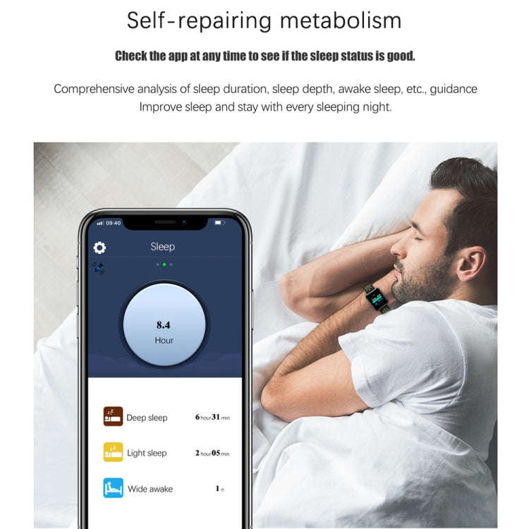 S88 1.54 inches TFT Color Screen Smart Bracelet IP67 Waterproof, Silicone Watchband,  Support Cal...
