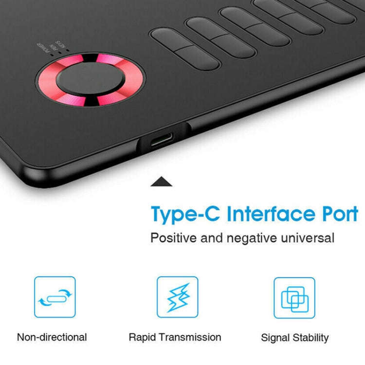VEIKK A15 10x6 inch 5080 LPI Smart Touch Electronic Graphic Tablet, with Type-C Interface(Red)