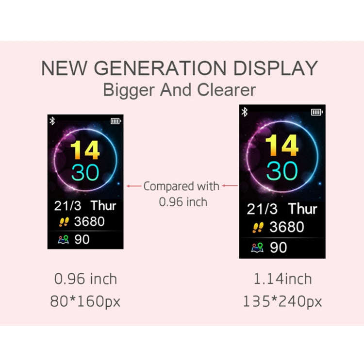 TD19 1.14 inches IPS Screen Smart Bracelet IP67 Waterproof, Support Call Reminder / Heart Rate Mo...