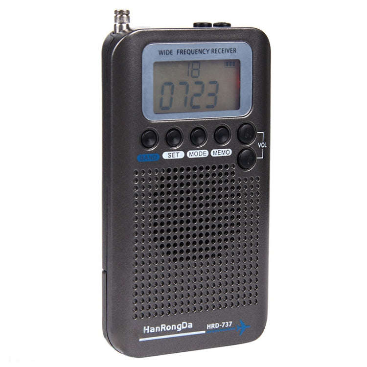 HRD-737 Portable Aircraft Band Radio Wide Frequency Receiver (Black)
