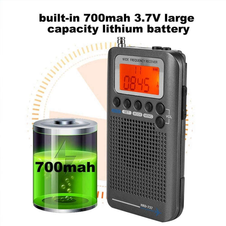 HRD-737 Portable Aircraft Band Radio Wide Frequency Receiver (Black)