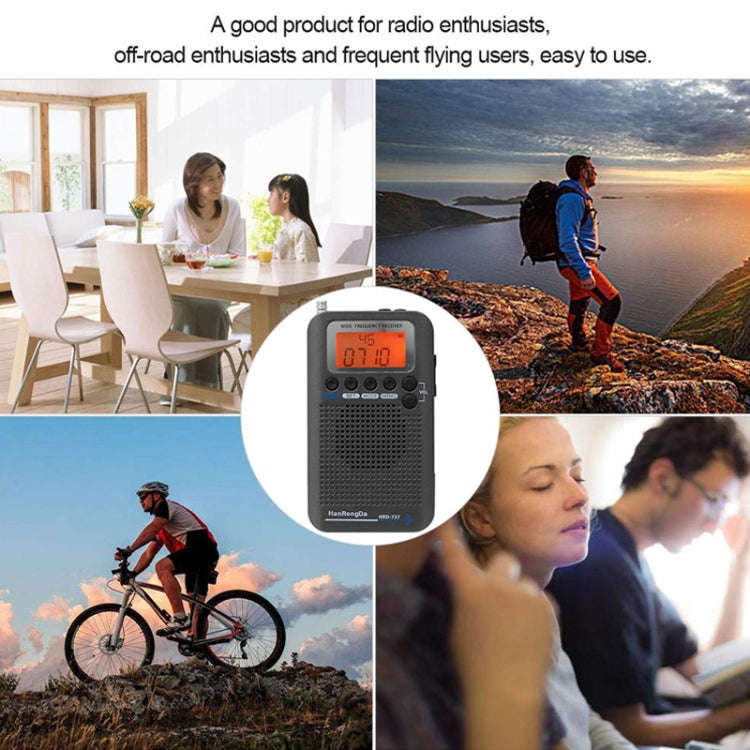 HRD-737 Portable Aircraft Band Radio Wide Frequency Receiver (Black)