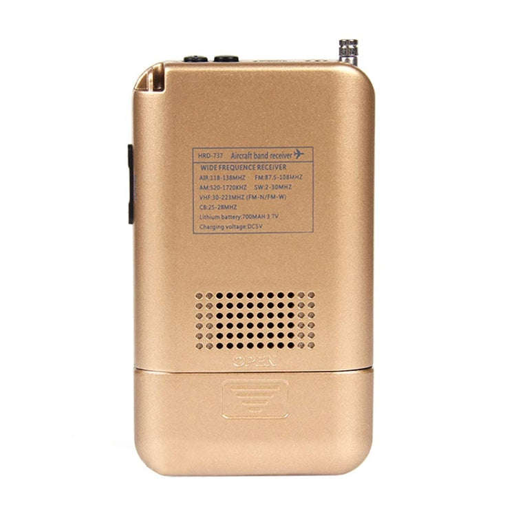 HRD-737 Portable Aircraft Band Radio Wide Frequency Receiver (Gold)