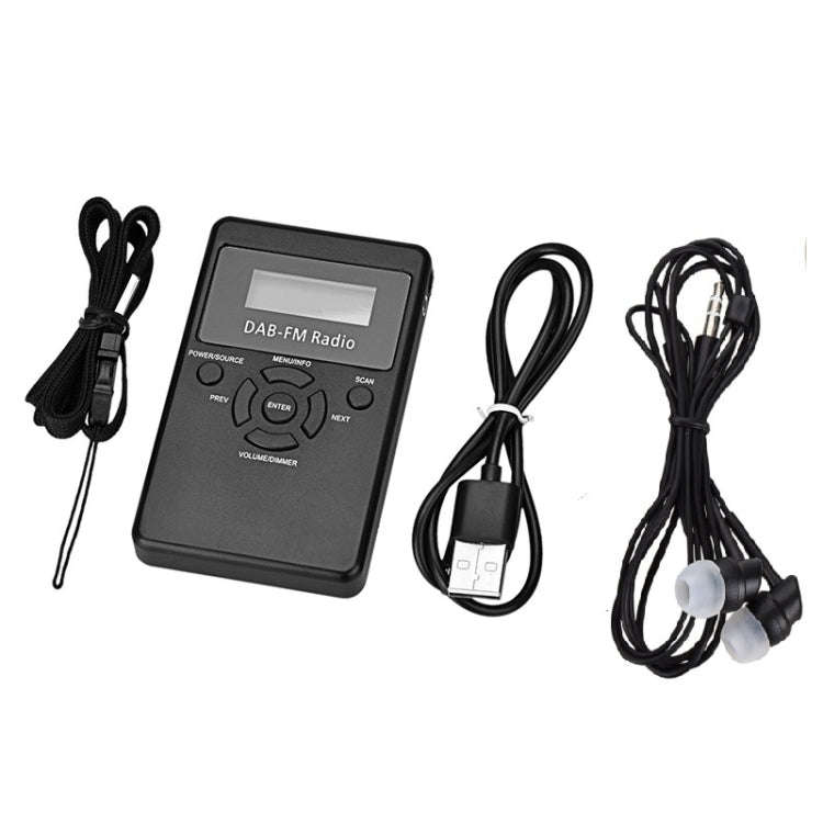 HRD-101 Portable Mini Digital DAB+FM Radio with Lanyard & Headset(Black)