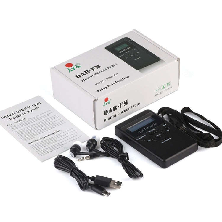 HRD-101 Portable Mini Digital DAB+FM Radio with Lanyard & Headset(Black)