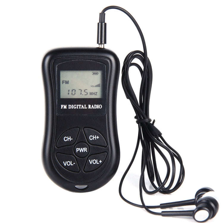 HRD-107 DSP Digital Display Portable Stereo FM Radio with Headset(Black)