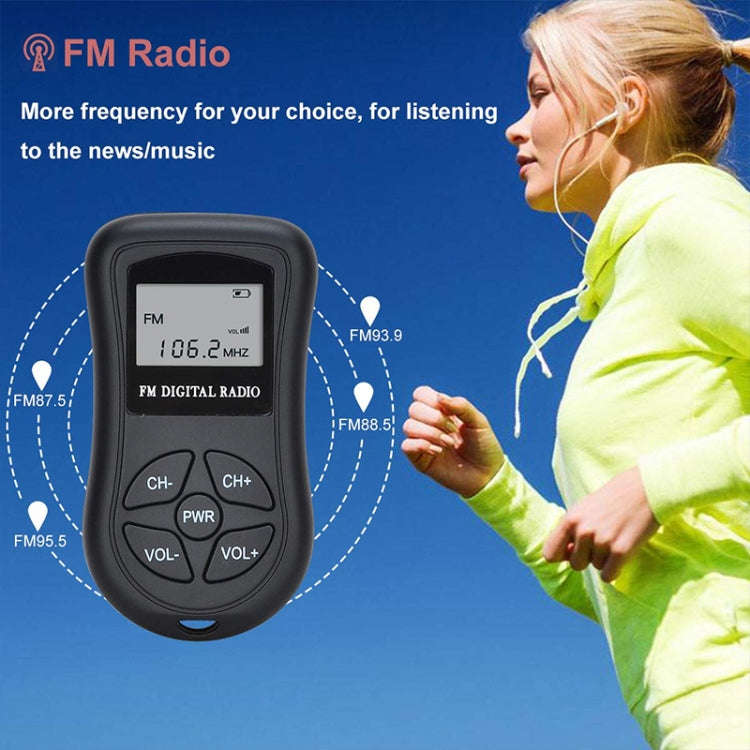 HRD-107 DSP Digital Display Portable Stereo FM Radio with Headset(Black)