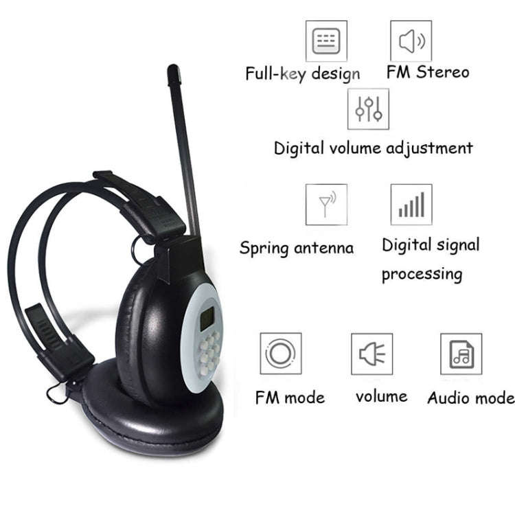 HRD-308S Portable FM Campus Radio Receiver Headset(Black)