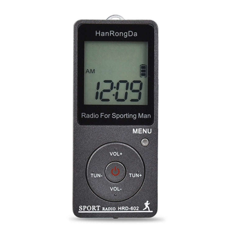 HRD-602 Digital Display FM AM Mini Sports Radio with Step Counting Function (Black)