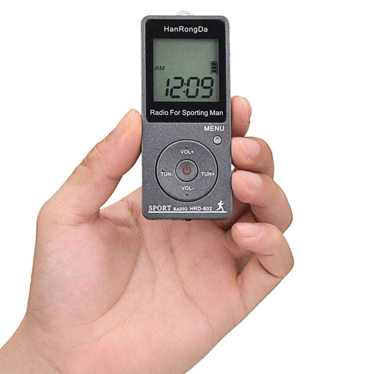 HRD-602 Digital Display FM AM Mini Sports Radio with Step Counting Function (Black)