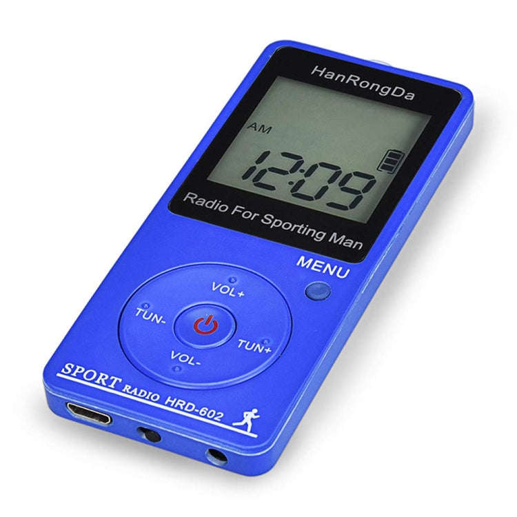 HRD-602 Digital Display FM AM Mini Sports Radio with Step Counting Function (Blue)